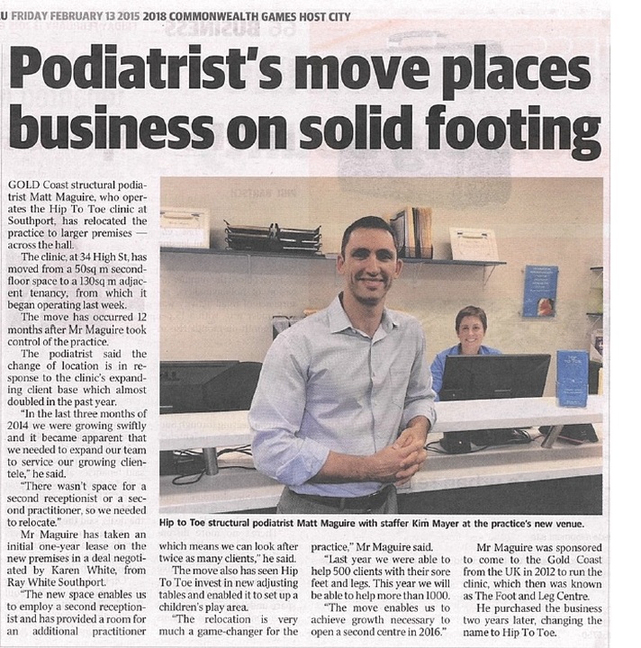 Podiatrist Move Gold Coast - Newspaper